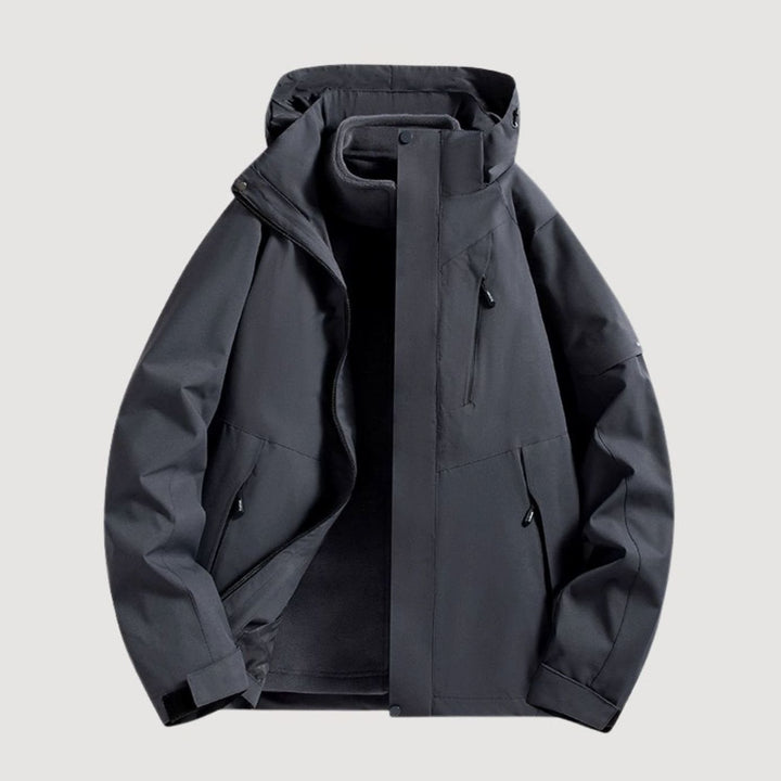 Damen Wasserdichte Kapuzen Windbreaker Jacke für Outdoor - Schwarz