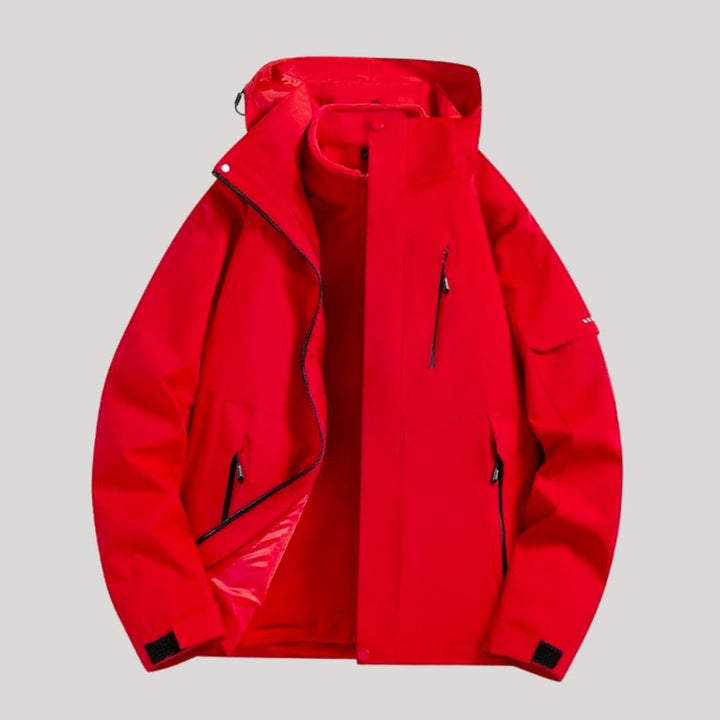 Damen Wasserdichte Kapuzen Windbreaker Jacke für Outdoor - Rot