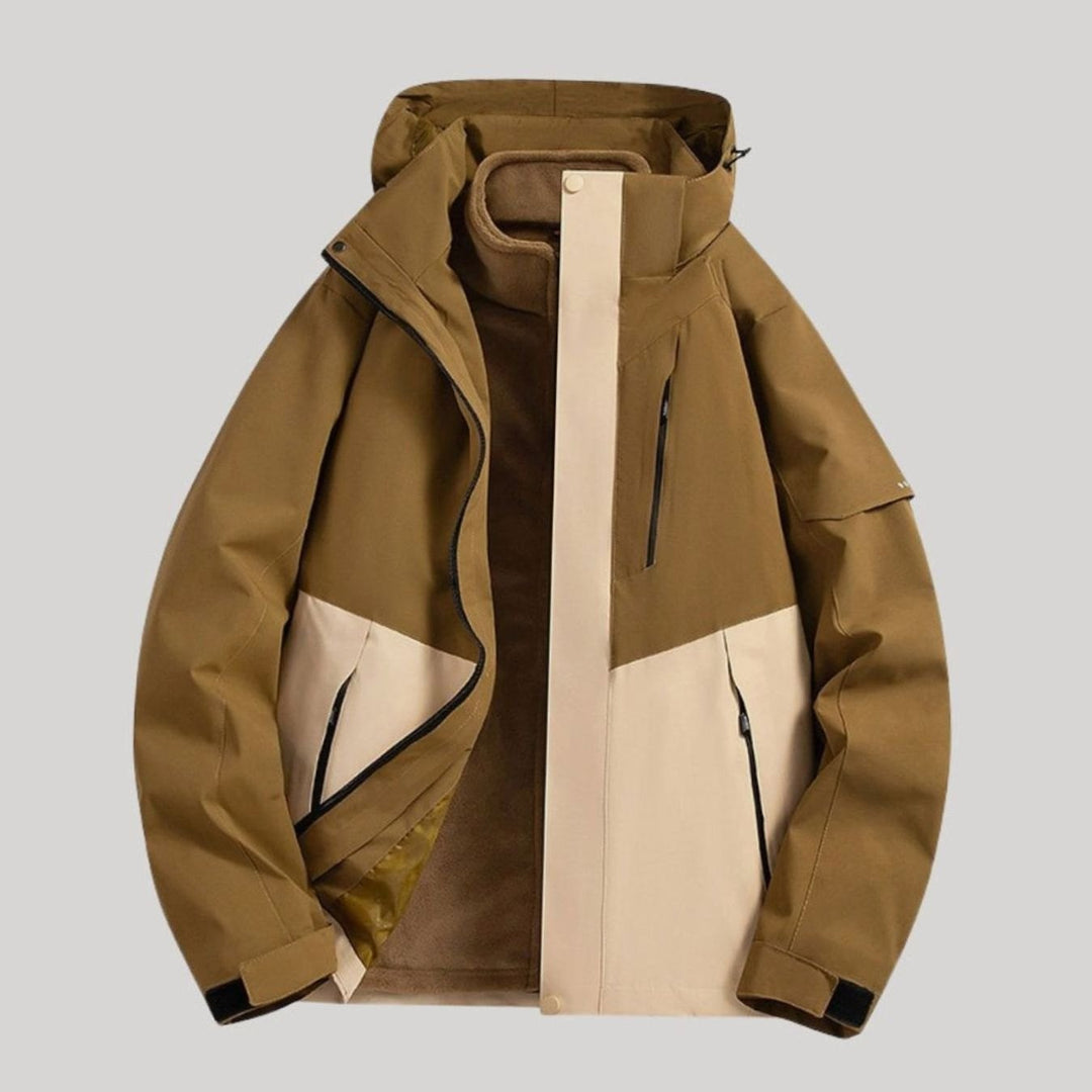 Damen Wasserdichte Kapuzen Windbreaker Jacke für Outdoor - Braun