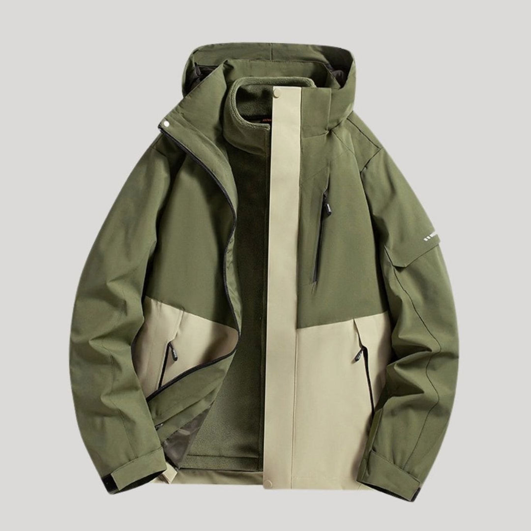 Damen Wasserdichte Kapuzen Windbreaker Jacke für Outdoor - Waldgrün