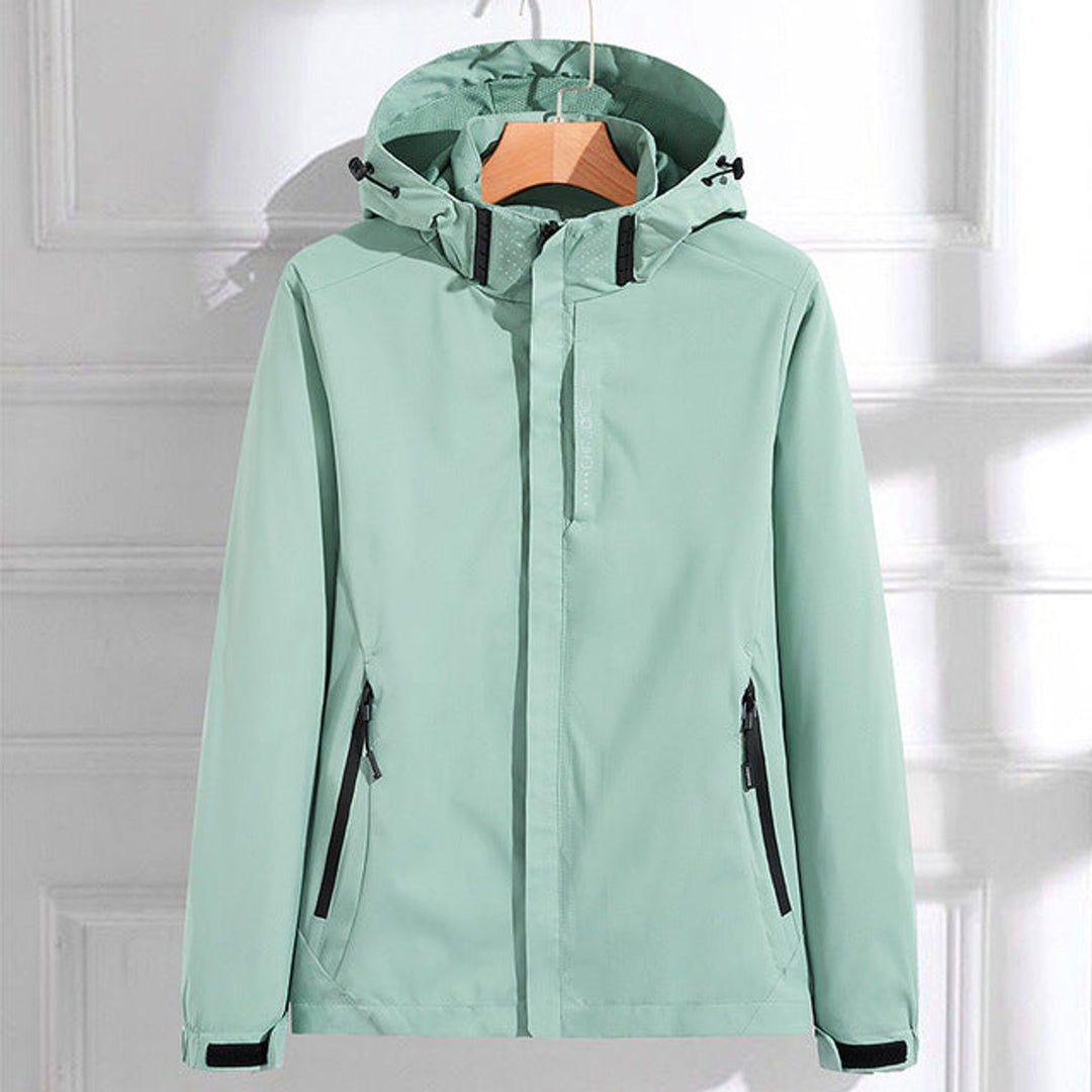 Damen Wasserdichte Regenjacke Verstellbare Kapuze Winddicht - Mintgrün
