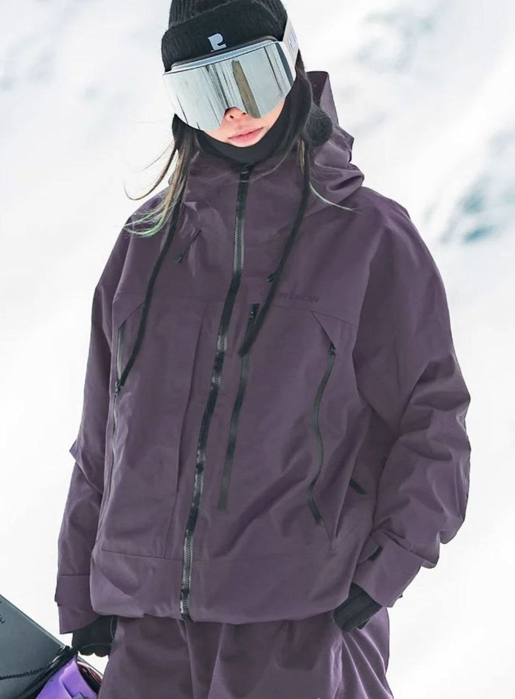 Damen Wasserdichte Ski-Jacke Winddichte Schneejacke mit Kapuze