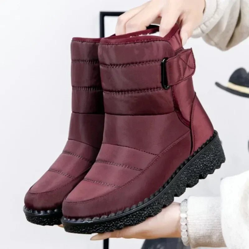 Damen Waterproof Boots Winterstiefel Gefüttert - Red