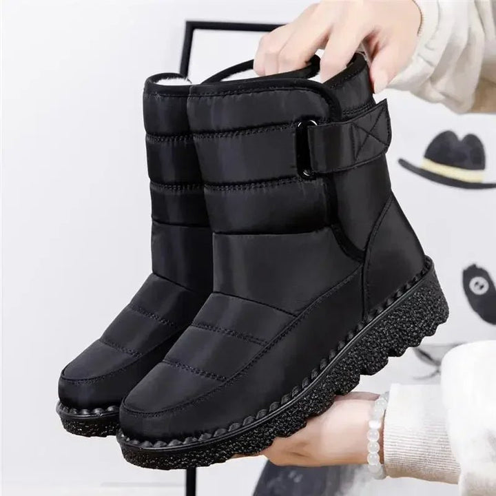 Damen Waterproof Boots Winterstiefel Gefüttert - Black