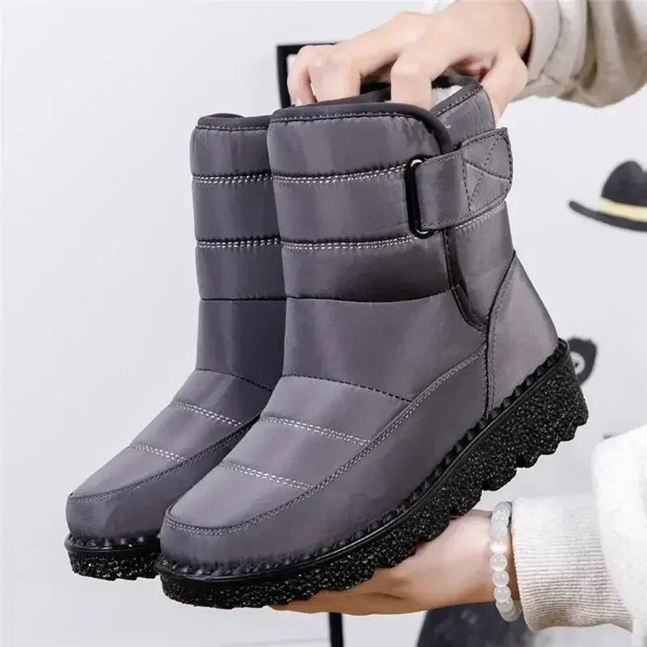 Damen Waterproof Boots Winterstiefel Gefüttert - Gray