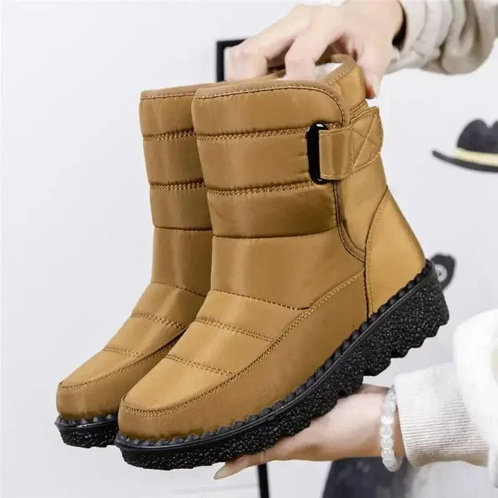 Damen Waterproof Boots Winterstiefel Gefüttert - Khaki