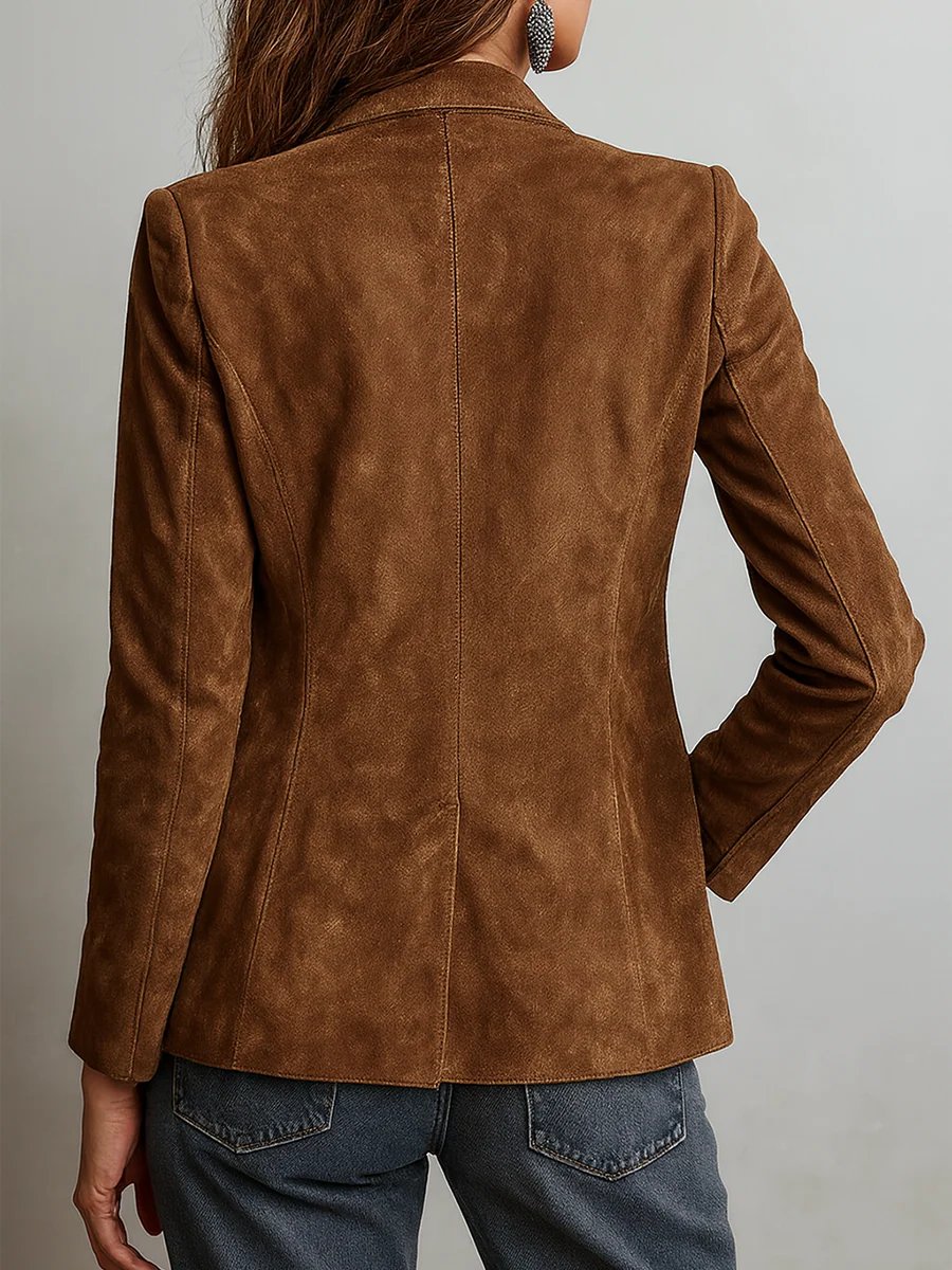 Damen Wildleder Blazer Tailliert Vintage Stil