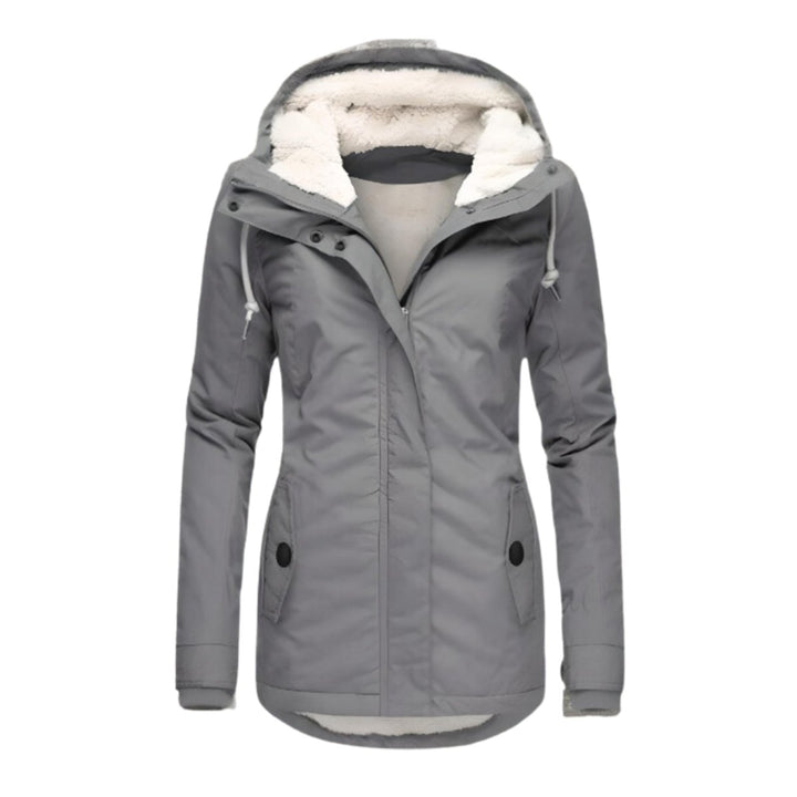Damen Winterparka Sherpa-Gefüttert Wasserabweisend Tailliert Women Coat - Grau