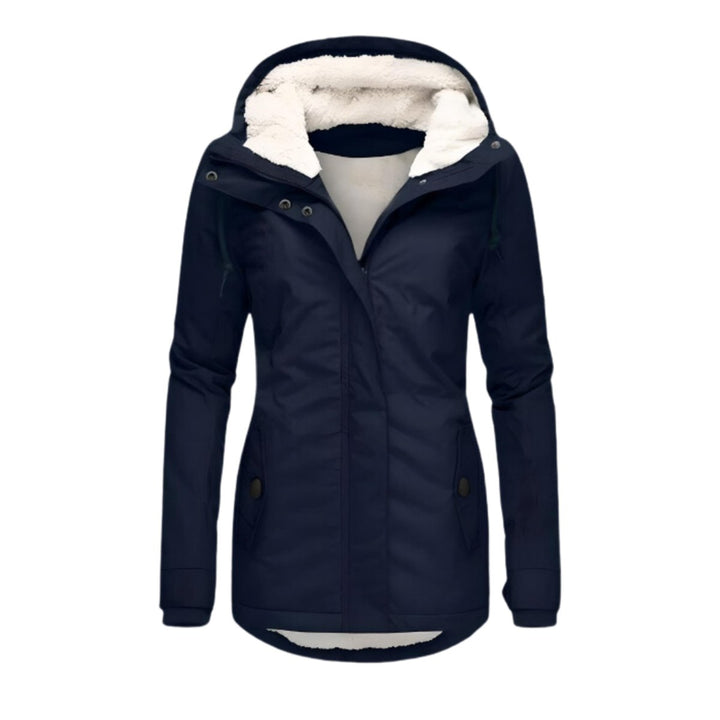 Damen Winterparka Sherpa-Gefüttert Wasserabweisend Tailliert Women Coat - Marineblau