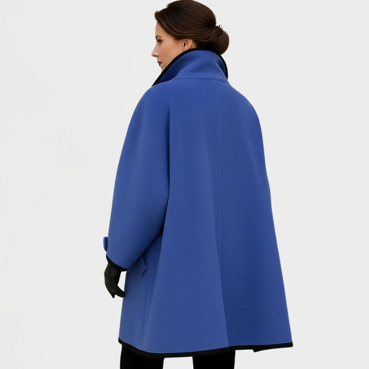 Damen Women Coat Eleganter Oversized Mantel mit Kontrastkanten