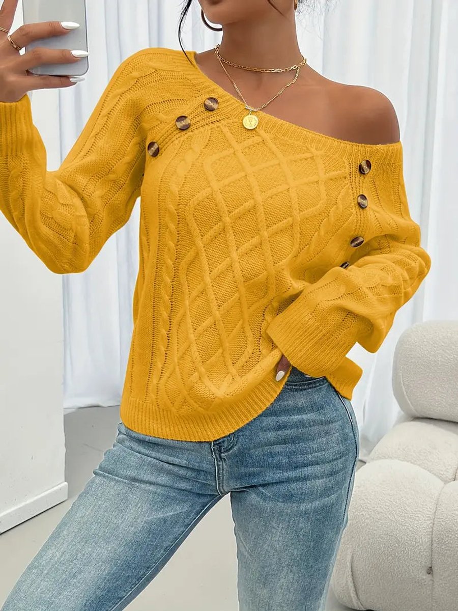 Damen Zopfmuster Knit Sweater Rundhals Raglanärmel Acryl Pullover