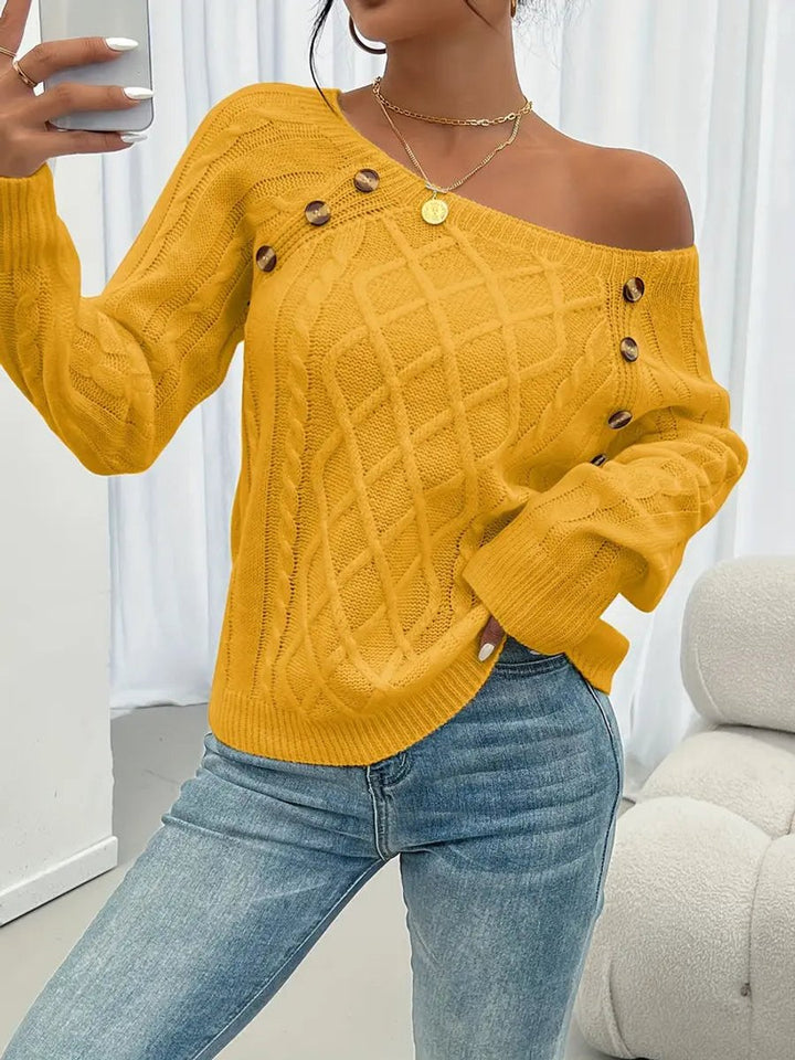 Damen Zopfmuster Knit Sweater Rundhals Raglanärmel Acryl Pullover