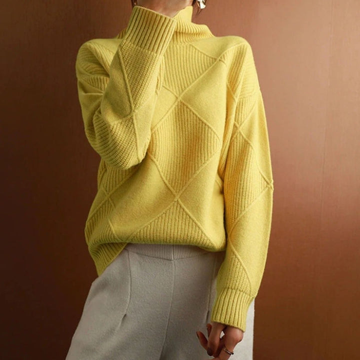 Damen Zopfmuster Rollkragenpullover Warm Oversize Strickpullover
