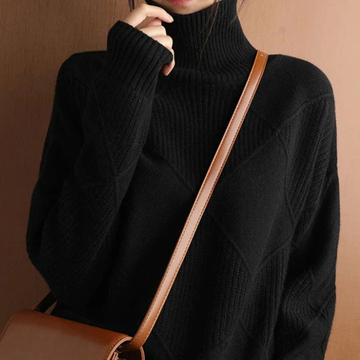 Damen Zopfmuster Rollkragenpullover Warm Oversize Strickpullover