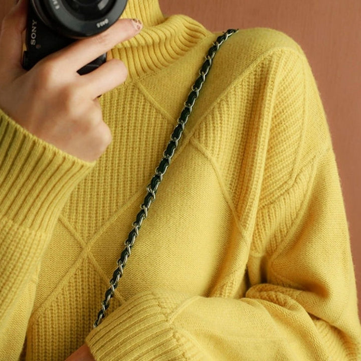 Damen Zopfmuster Rollkragenpullover Warm Oversize Strickpullover
