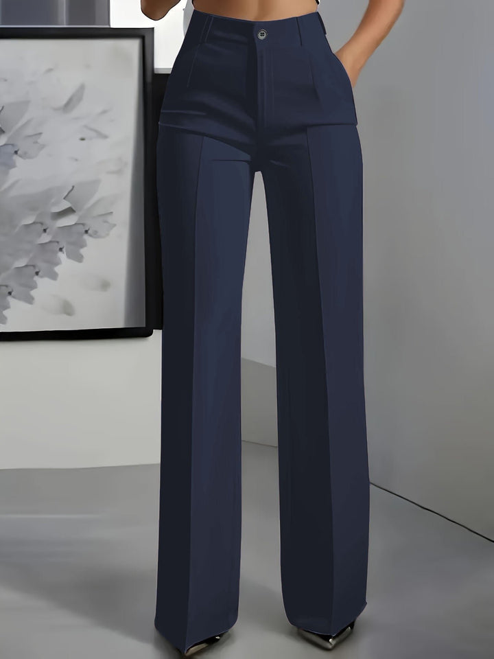 Damenhose High Waist Gerade Büro Elegant Business - Dunkelblau