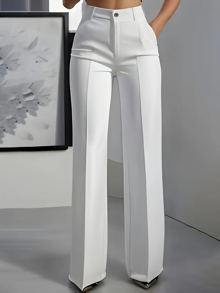 Damenhose High Waist Gerade Büro Elegant Business - Weiß