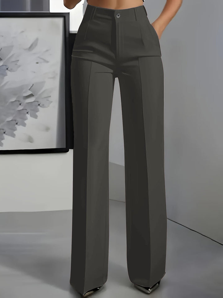 Damenhose High Waist Gerade Büro Elegant Business - Dunkelgrau