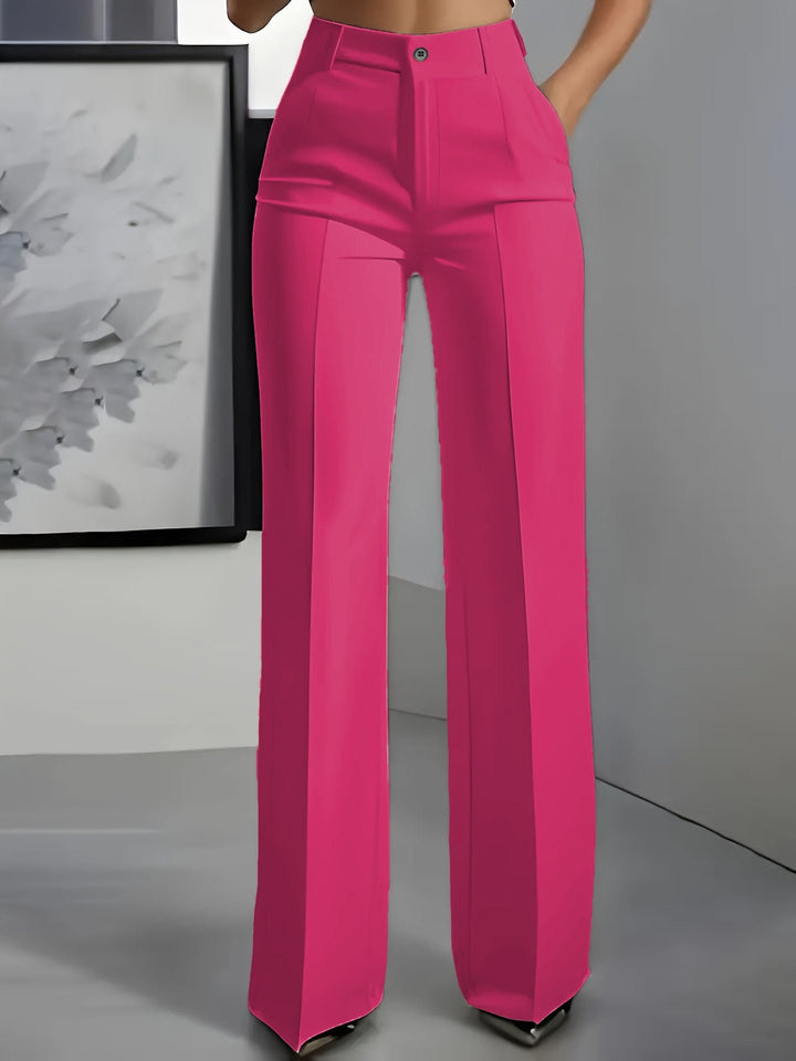 Damenhose High Waist Gerade Büro Elegant Business - Rosa