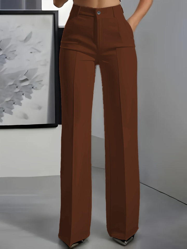 Damenhose High Waist Gerade Büro Elegant Business - Braun