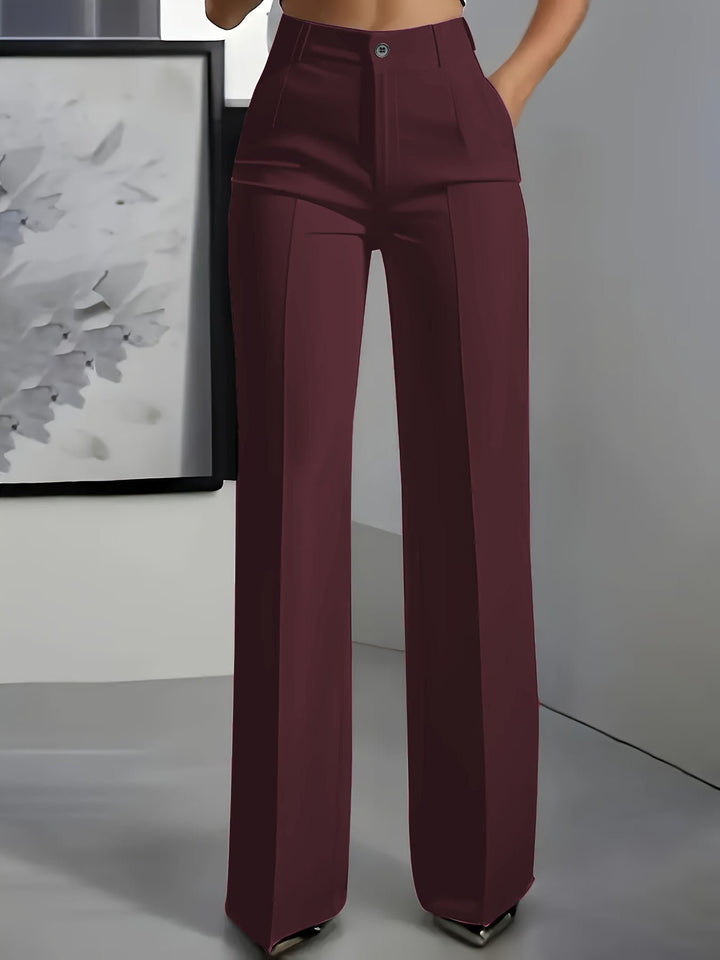 Damenhose High Waist Gerade Büro Elegant Business - Rot