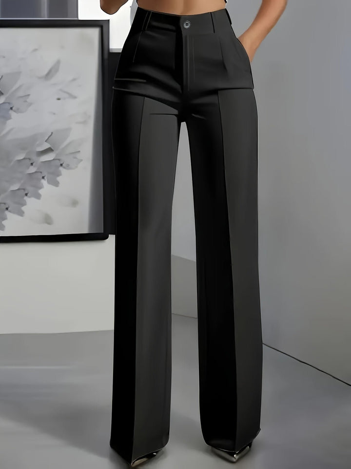 Damenhose High Waist Gerade Büro Elegant Business - Schwarz