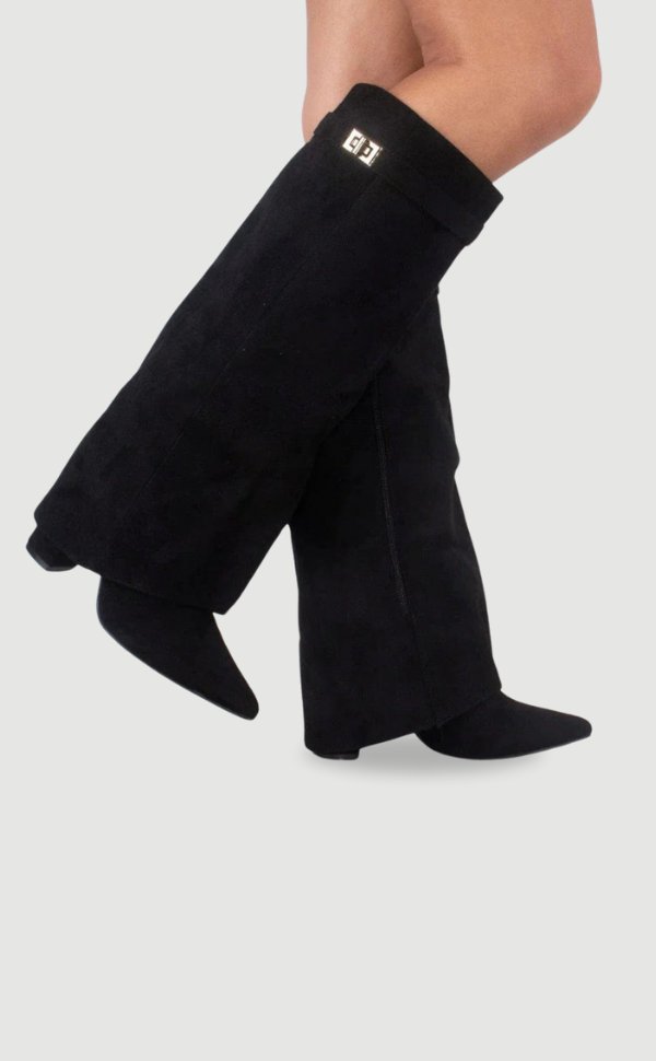 Damenstiefel Wildleder Kniehoch Elegante Stiefel - Schwarz Wildleder