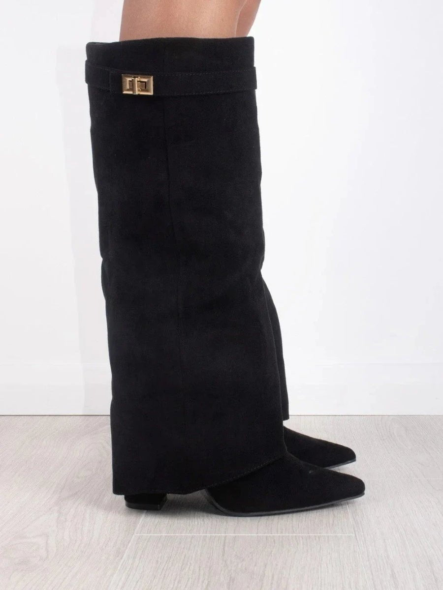 Damenstiefel Wildleder Kniehoch Elegante Stiefel