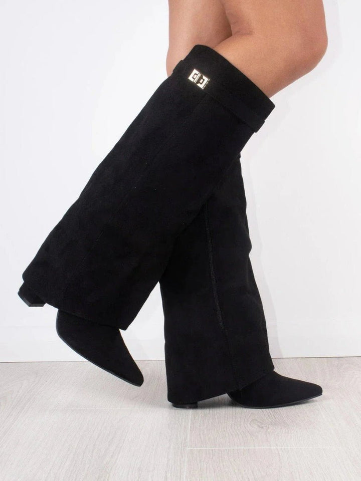 Damenstiefel Wildleder Kniehoch Elegante Stiefel