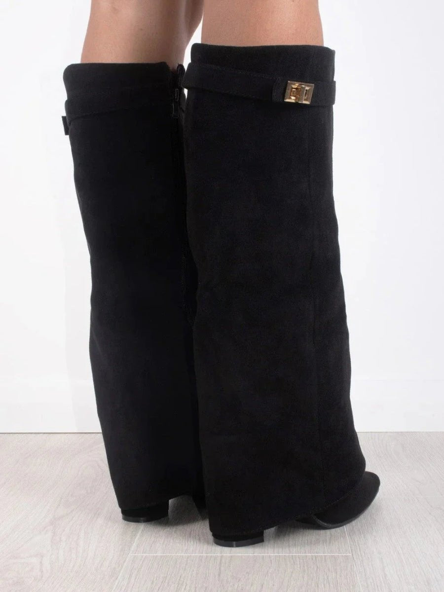 Damenstiefel Wildleder Kniehoch Elegante Stiefel
