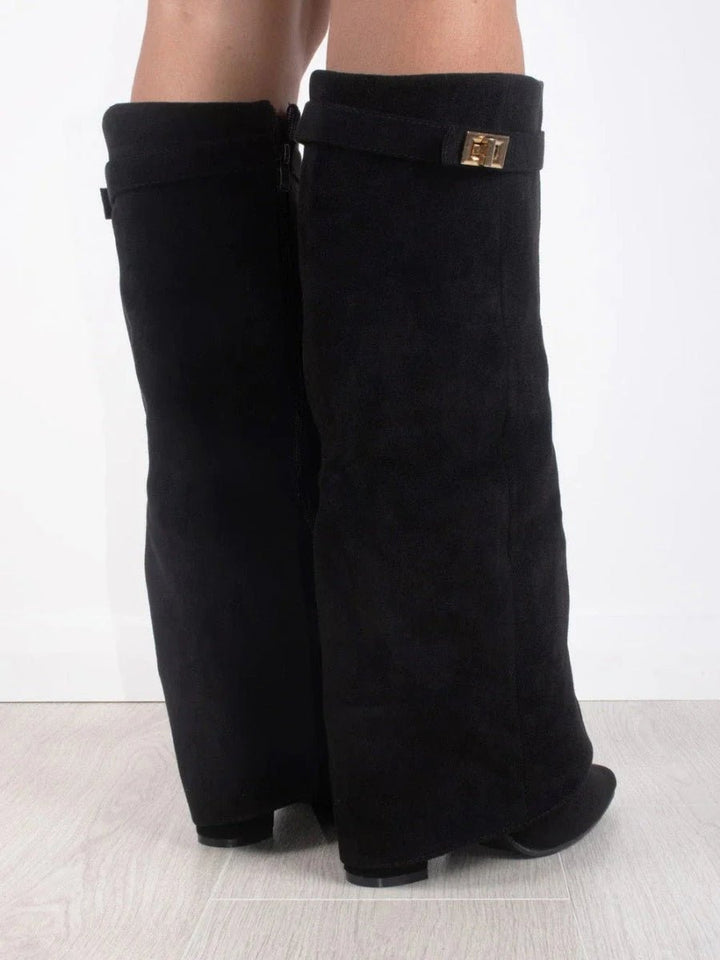 Damenstiefel Wildleder Kniehoch Elegante Stiefel