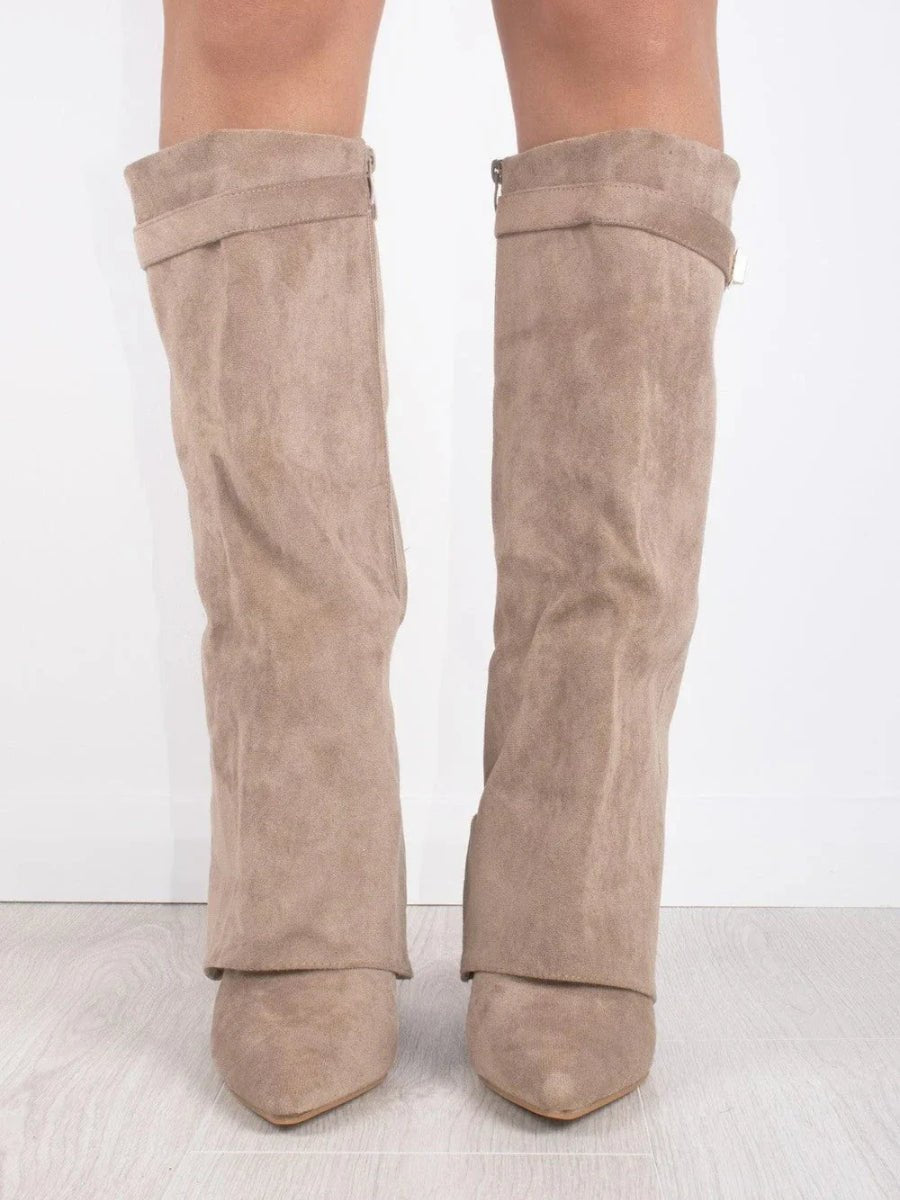 Damenstiefel Wildleder Kniehoch Elegante Stiefel