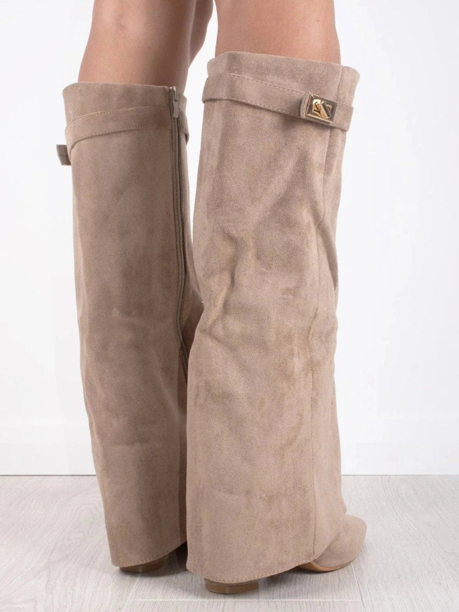 Damenstiefel Wildleder Kniehoch Elegante Stiefel