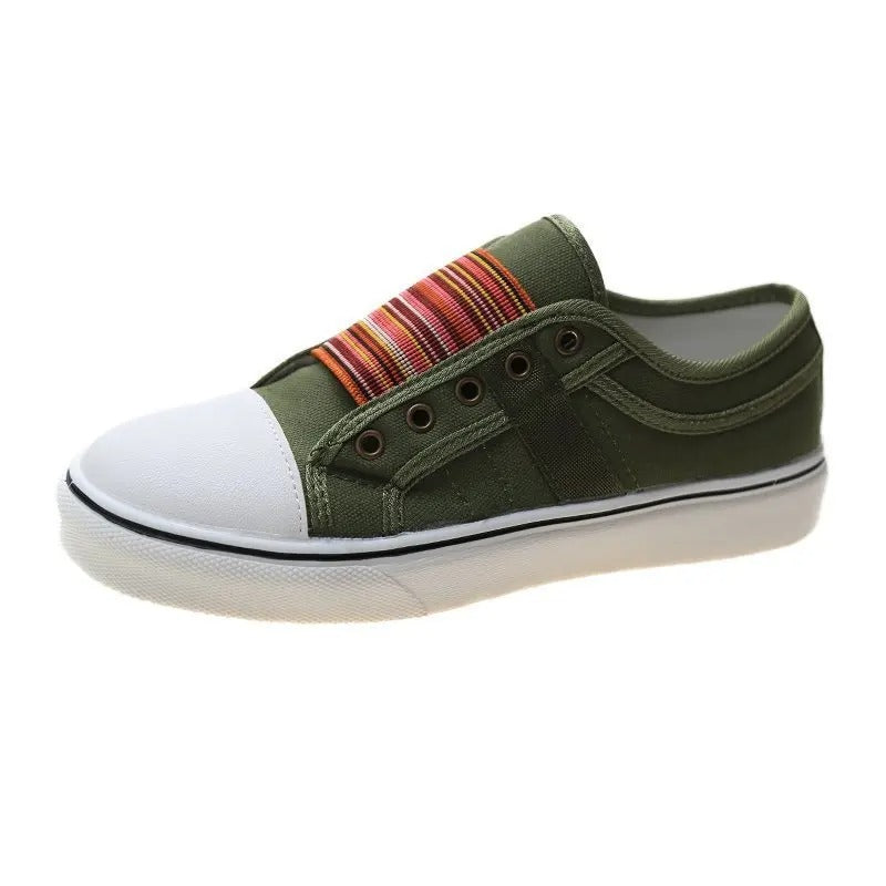 Lara | Damen Trendige Gestreifte Canvas-Sneaker
