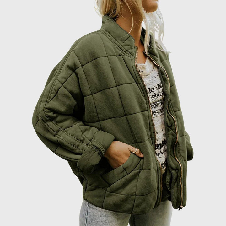 Gesteppte Damen Jacke Oversized Reißverschluss - Green