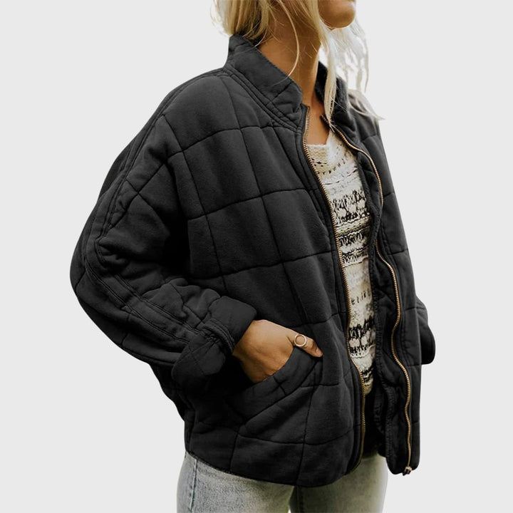 Gesteppte Damen Jacke Oversized Reißverschluss - Black