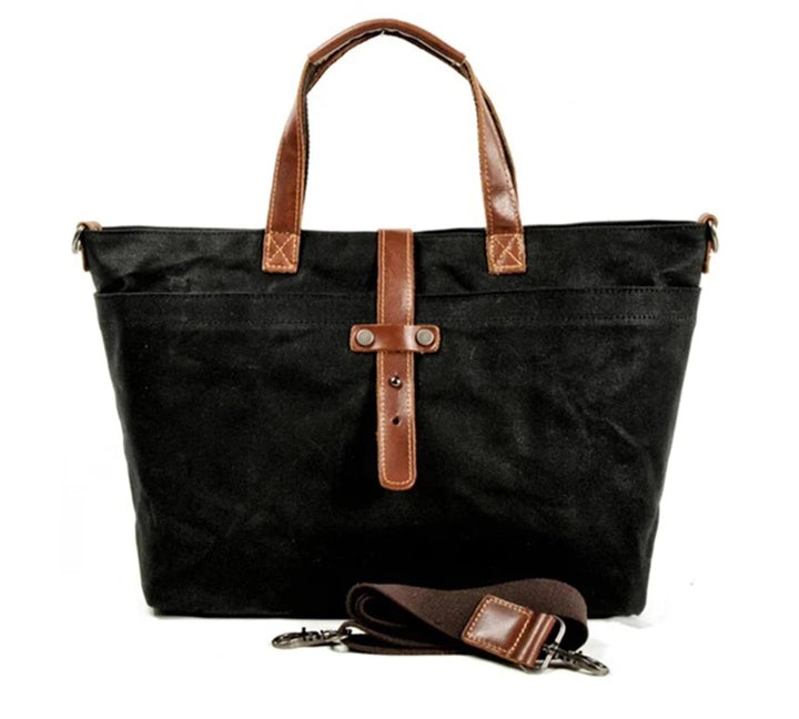 Gewachste Canvas Tote bag mit Lederdetails wasserabweisend - Steinkohlebergwerk