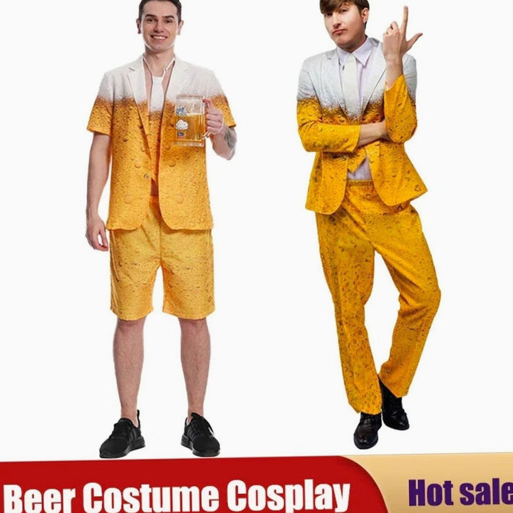 Herren Bier Kostüm Anzug mit Schaum Muster für Karneval Oktoberfest