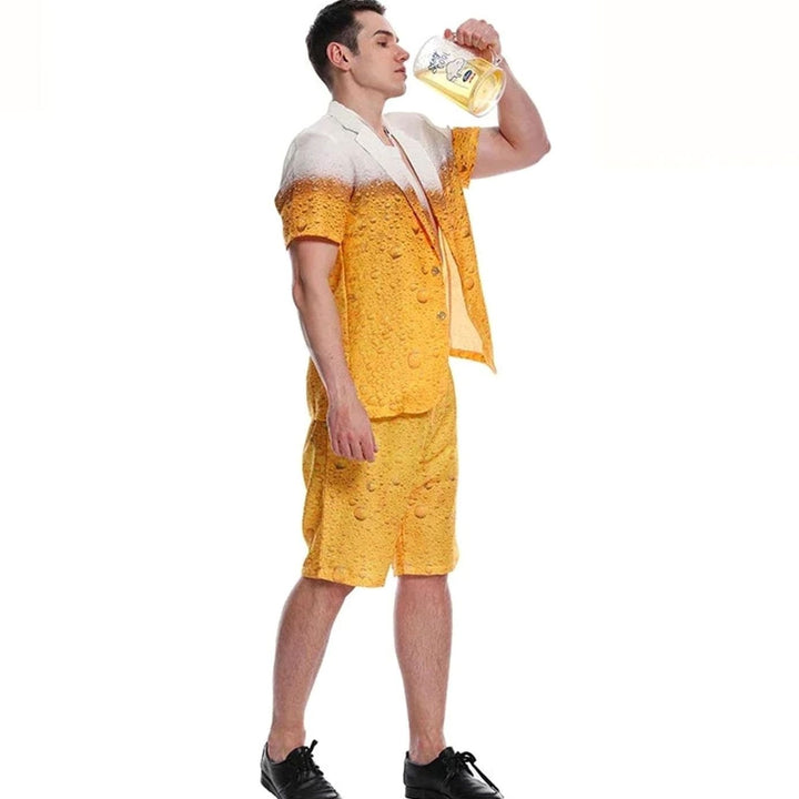 Herren Bier Kostüm Anzug mit Schaum Muster für Karneval Oktoberfest