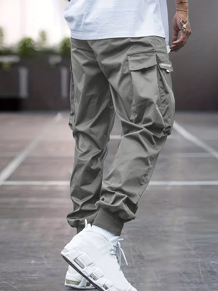 Herren Cargo-Jogger-Hose mit Rippbündchen verstellbarem Kordelzug