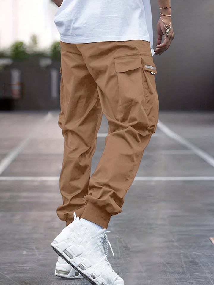 Herren Cargo-Jogger-Hose mit Rippbündchen verstellbarem Kordelzug