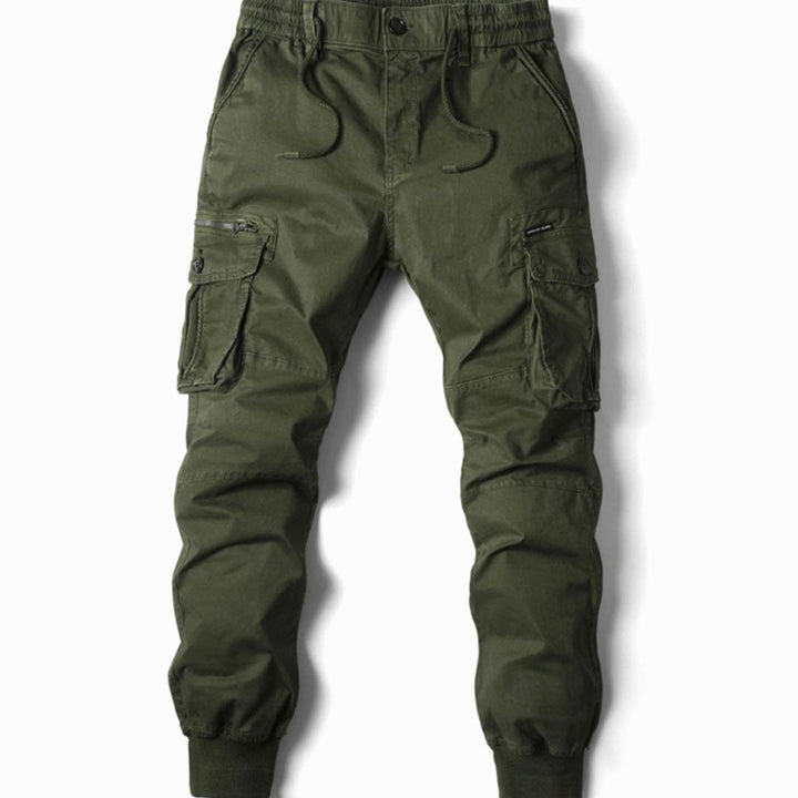 Herren Cargo-Jogger schmal zulaufender Passform Elastikbund Seitentaschen - Grün