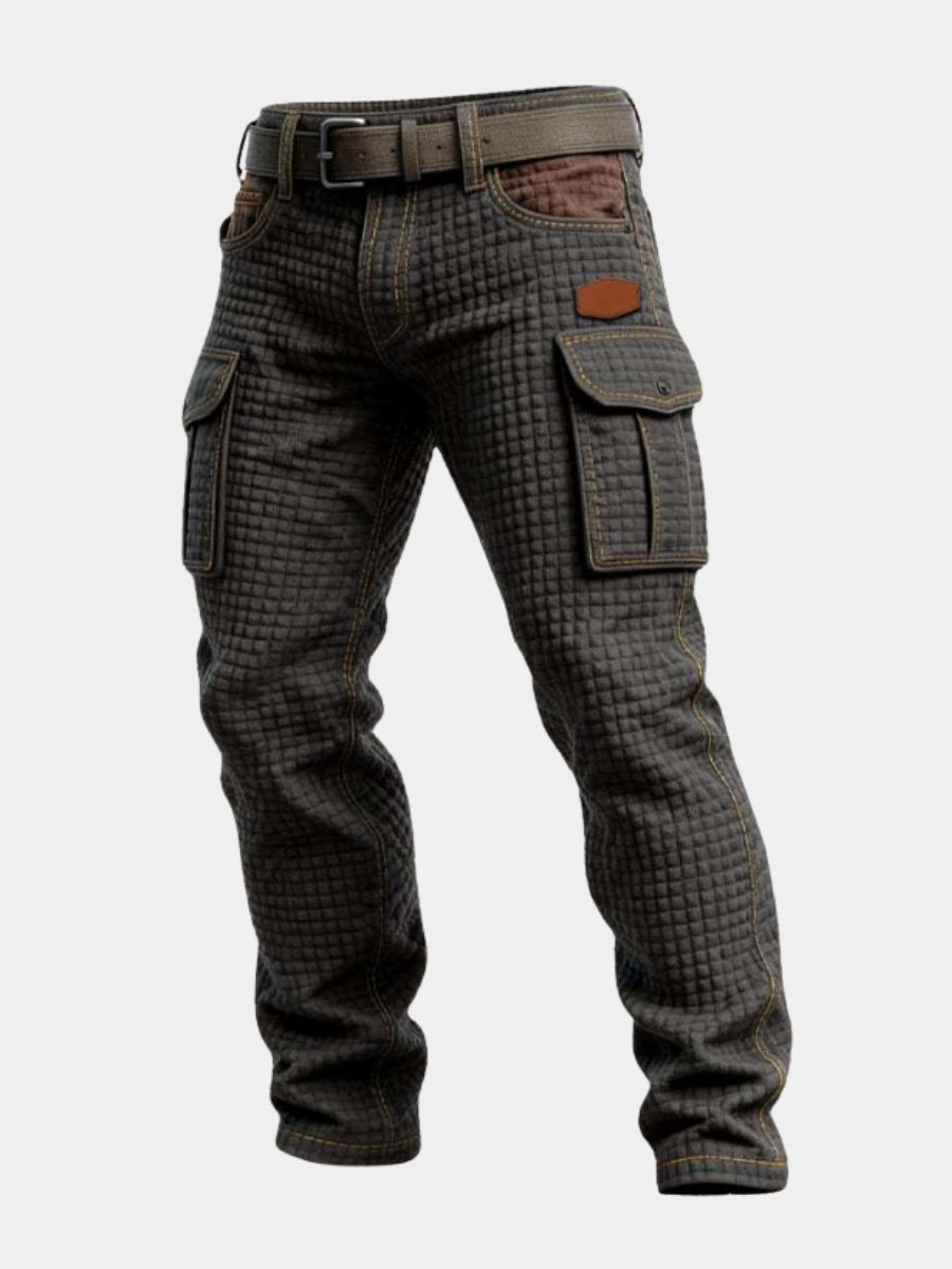Herren Cargohose Slim Fit Strukturmuster Seitentaschen