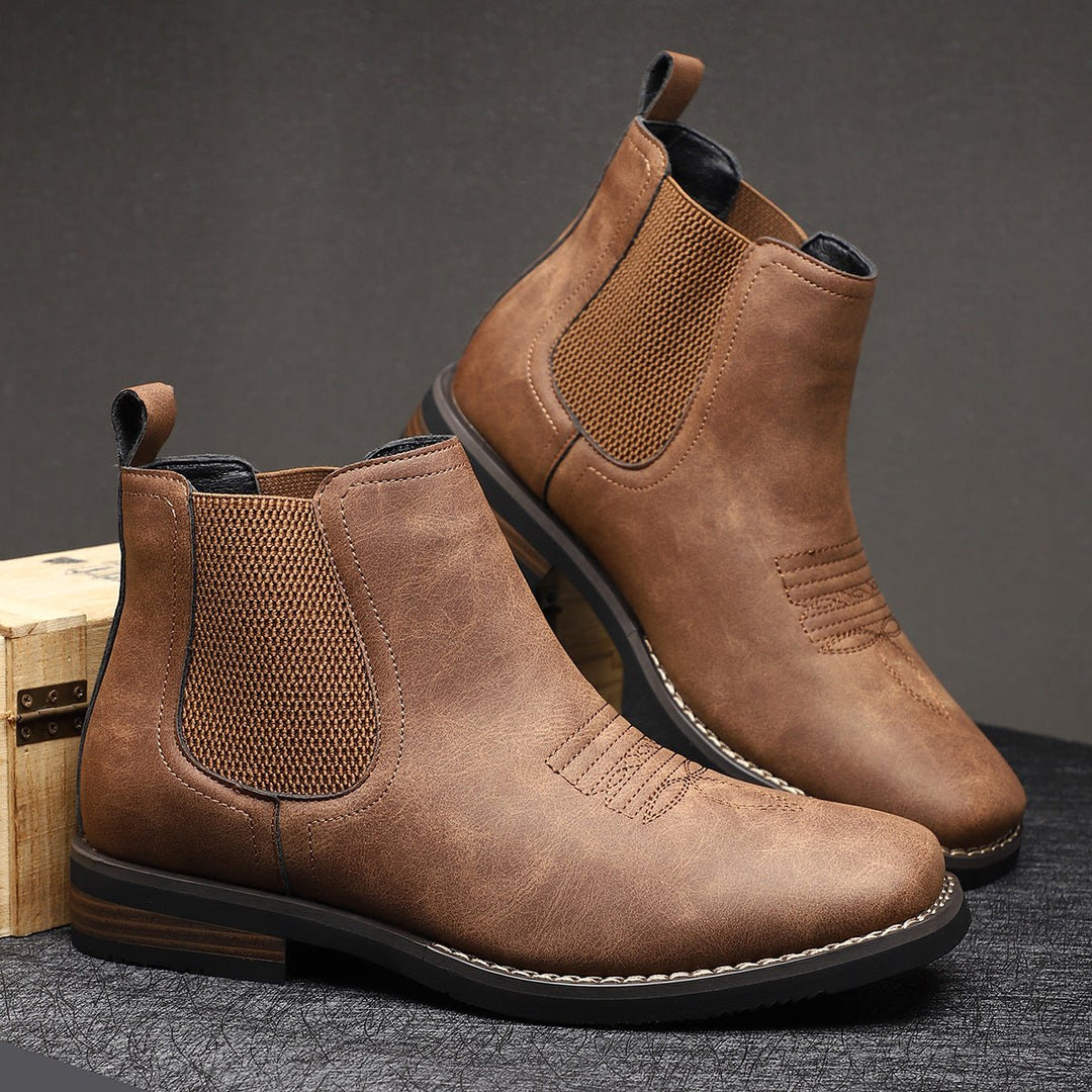 Herren Chelsea Boots Zeitlose Slip-On Stiefel mit Elastikeinsatz - Kastanienbraun