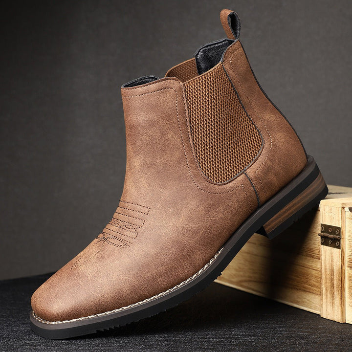 Herren Chelsea Boots Zeitlose Slip-On Stiefel mit Elastikeinsatz