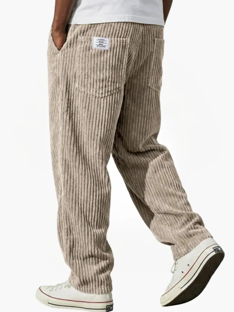 Herren Cordhose Elastischer Bund Vielseitig Cord-Textur - Khaki