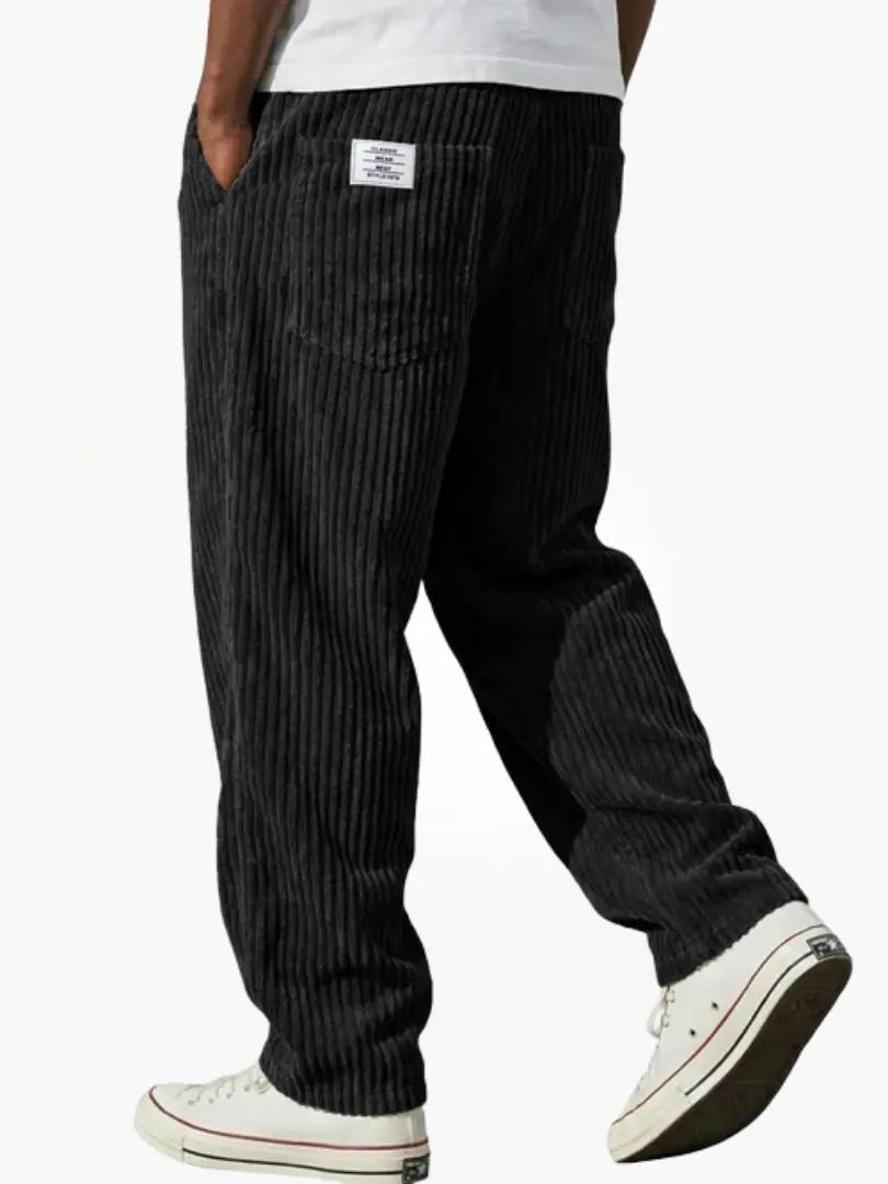 Herren Cordhose Elastischer Bund Vielseitig Cord-Textur - Schwarz