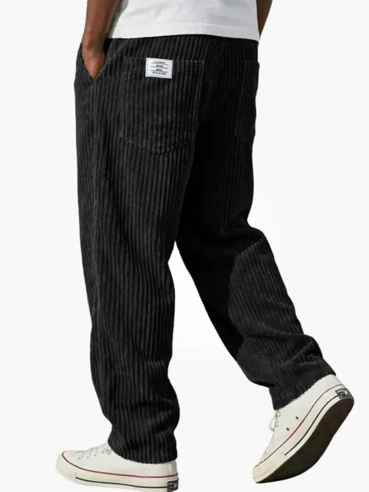 Herren Cordhose Elastischer Bund Vielseitig Cord-Textur - Schwarz