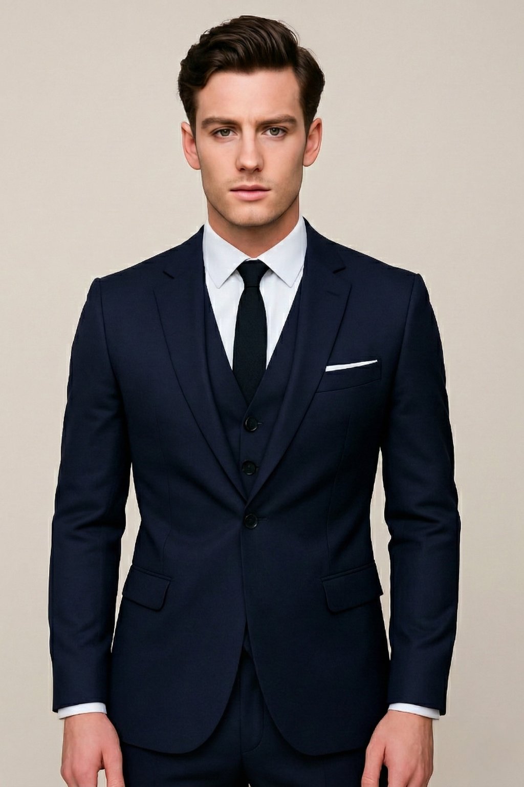 Herren Dreiteiler Anzug Slim Fit Formal - Navy Blue
