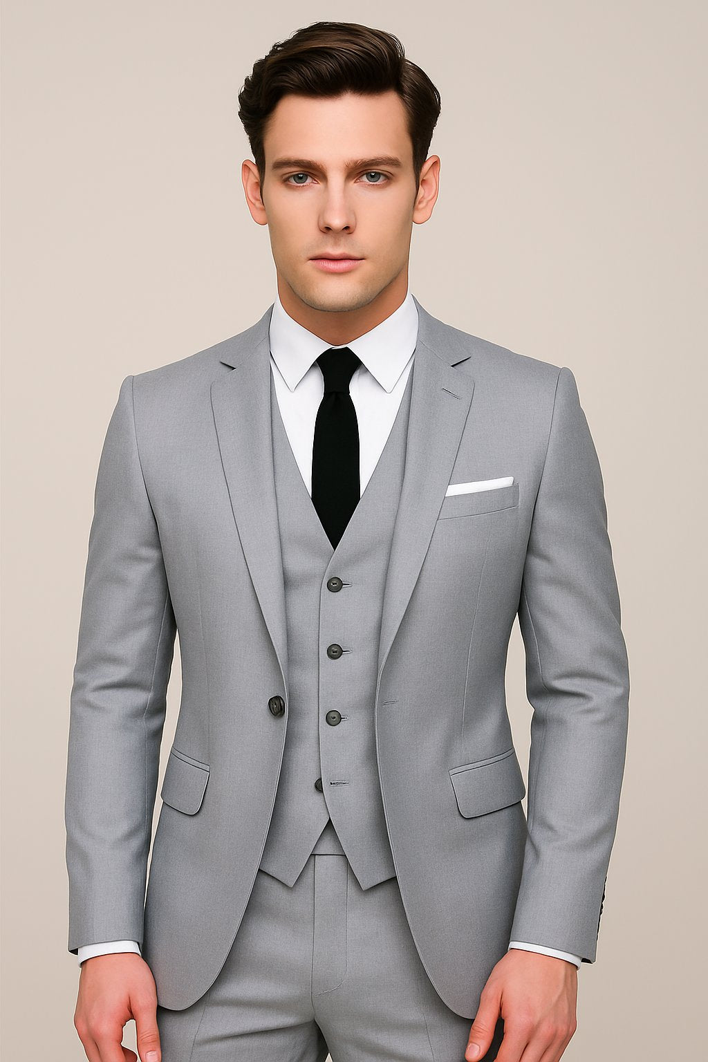 Herren Dreiteiler Anzug Slim Fit Formal - Grey